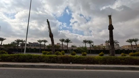 Vehicle Driving Through Clean District Streets New Cairo Showing Buildings Stock Footage 330098893