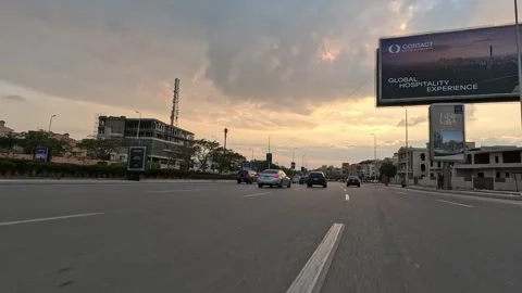Vehicle Driving Through Organized Roads New Cairo Showing Buildings Traffic Life Stock Footage 329901507