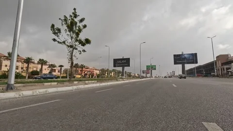 Vehicle Driving Through Organized Roads New Cairo Showing Buildings Traffic Life Stock Footage 330100714
