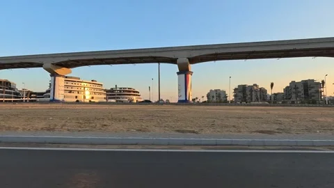 Vehicle Driving Through Planned District New Cairo Showing Buildings Traffic Stock Footage 329795996