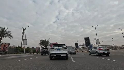Vehicle Driving Through Spacious Roads New Cairo Showing Buildings Traffic Life Stock Footage 329722768