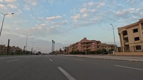 Vehicle Driving Through Spacious Roads New Cairo Showing Buildings Traffic Life Stock Footage 329899866