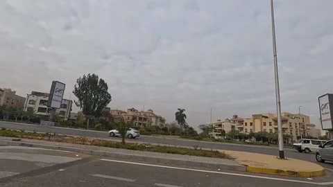 Vehicle Driving Through Stylish Modern Streets New Cairo Showing Buildings Stock Footage 329743701