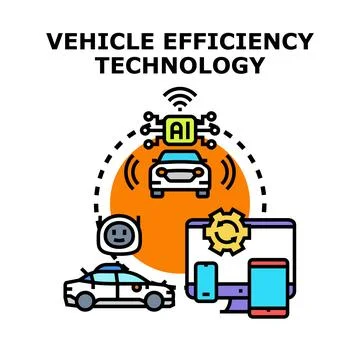 Vehicle efficiency technology improving smart transport system Stock Illustration