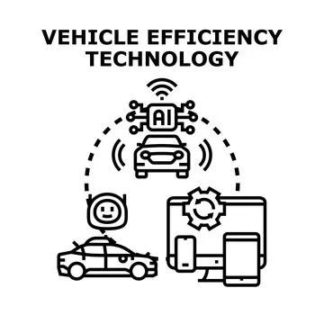 Vehicle efficiency technology improving smart transport system Stock Illustration