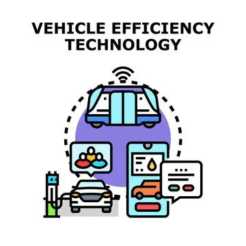 Vehicle efficiency technology improving sustainable transport options Stock Illustration