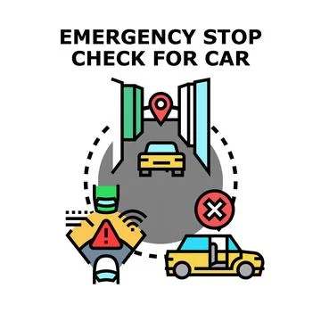 Vehicle emergency stop system function check concept Stock Illustration