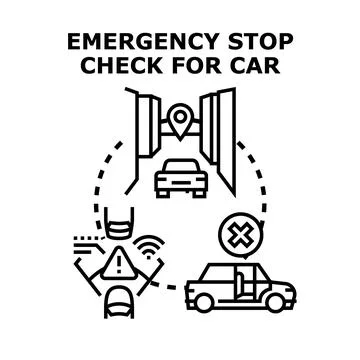 Vehicle emergency stop system function check concept Stock Illustration