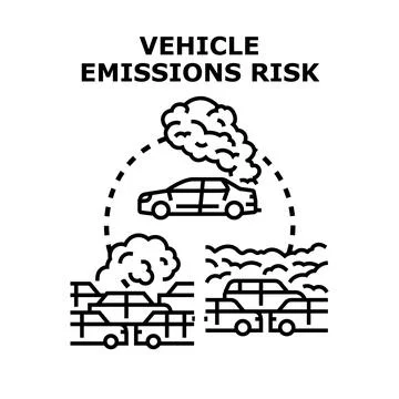 Vehicle emissions risk causing environmental pollution problems Stock Illustration