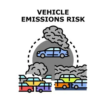 Vehicle emissions risk causing environmental pollution problems Stock Illustration