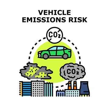 Vehicle emissions risk concept limiting carbon dioxide Ilustración de archivo