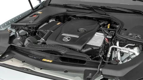 Vehicle engine Iridium Silver Metallic 2017 Mercedes-Benz E-Class E300 Stock Footage 159901915
