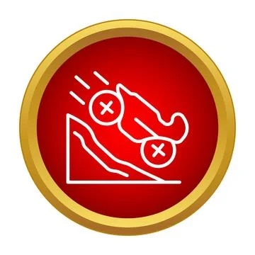Vehicle falling down a mountain road cliff warning icon Stock Illustration
