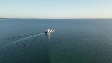 Vehicle Ferry sailing away Stock Footage 281143105