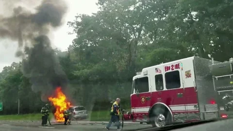 Vehicle on fire Stock Footage 176602219