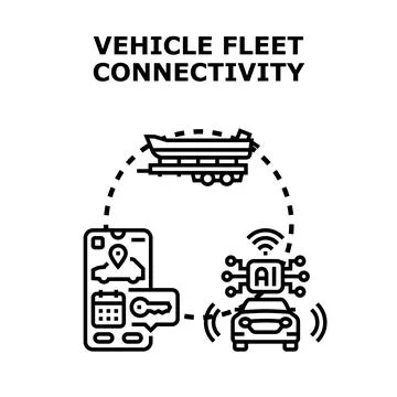 Vehicle fleet connectivity concept with smart driving technology Stock Illustration
