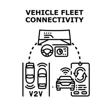 Vehicle fleet connectivity managing smart transport system 스톡 일러스트