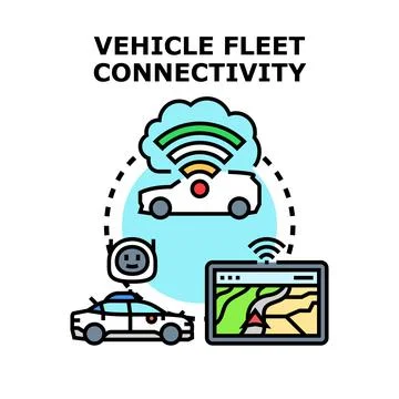Vehicle fleet connectivity system tracking global navigation Stock Illustration