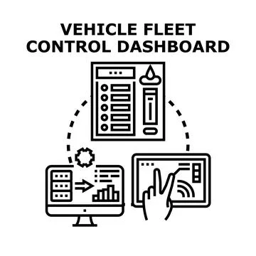 Vehicle fleet control dashboard system managing logistics Stock Illustration