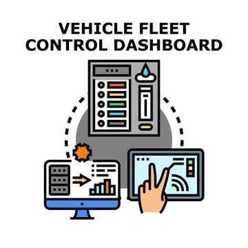 Vehicle fleet control dashboard system managing logistics Stockillustratie