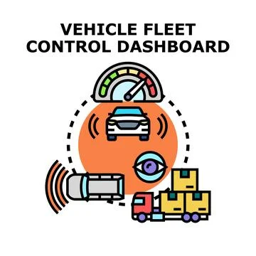 Vehicle fleet control dashboard technology concept Stock Illustration