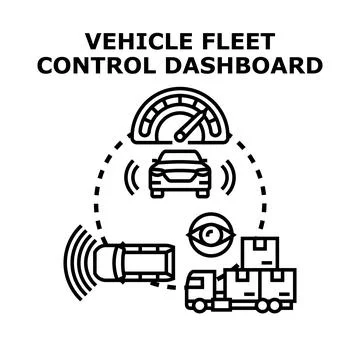 Vehicle fleet control dashboard technology concept Illustrazione stock