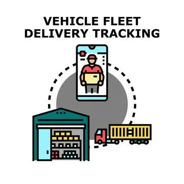 Vehicle fleet delivery tracking system managing logistics Stock Illustration