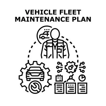 Vehicle fleet maintenance plan concept illustration Stock Illustration