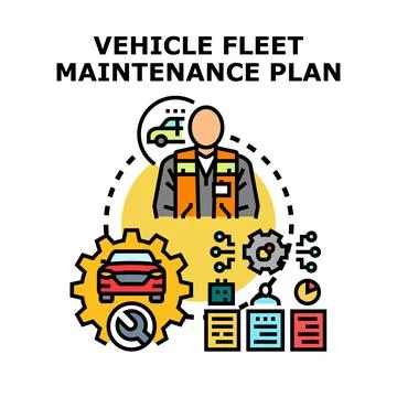 Vehicle fleet maintenance plan concept illustration Stock Illustration