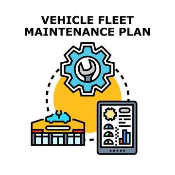 Vehicle fleet maintenance plan using digital tools Stock Illustration