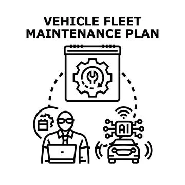 Vehicle fleet maintenance plan using artificial intelligence Stock Illustration