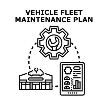 Vehicle fleet maintenance plan using digital tools Stock Illustration