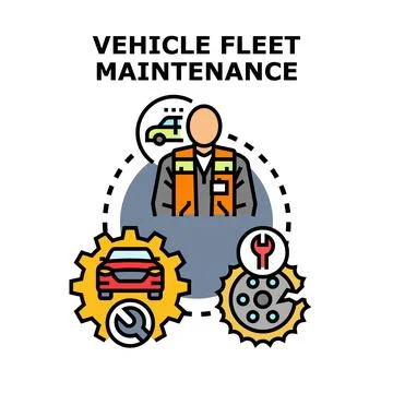 Vehicle fleet maintenance service concept vector illustration Stock Illustration