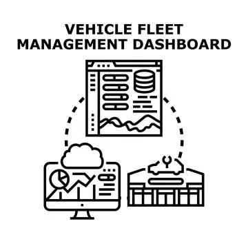 Vehicle fleet management dashboard system control 스톡 일러스트