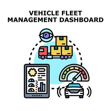 Vehicle fleet management dashboard tracking delivery logistics Stock Illustration