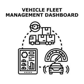 Vehicle fleet management dashboard tracking delivery logistics Stock Illustration