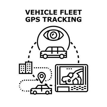 Vehicle fleet management system tracking live location Stock Illustration