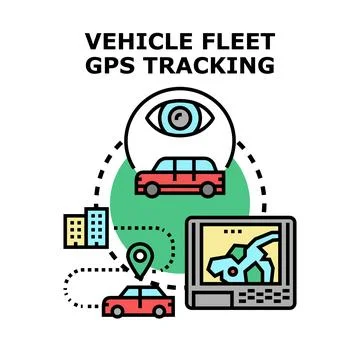Vehicle fleet management system tracking live location Illustrazione stock