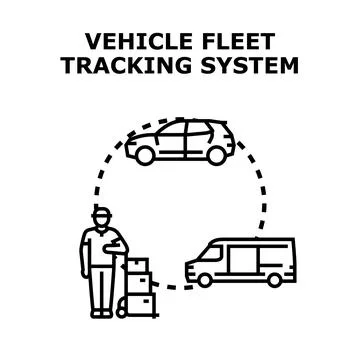Vehicle fleet management system tracking deliveries Stock Illustration