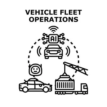 Vehicle fleet operations with artificial intelligence management system Stock Illustration