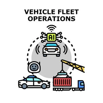 Vehicle fleet operations with artificial intelligence management system Stock Illustration