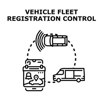 Vehicle fleet registration control system management Illustrazione stock