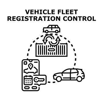 Vehicle fleet registration control systems management concept Stock Illustration