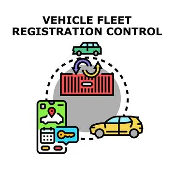 Vehicle fleet registration control systems management concept Stock Illustration