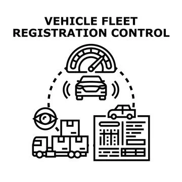 Vehicle fleet registration control systems management concept Stock Illustration