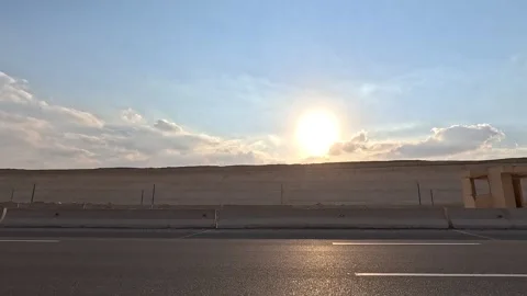 Vehicle Flow Through Cairo Ain Sokhna Desert Road Connecting Cairo With Coast Stock Footage 330013298