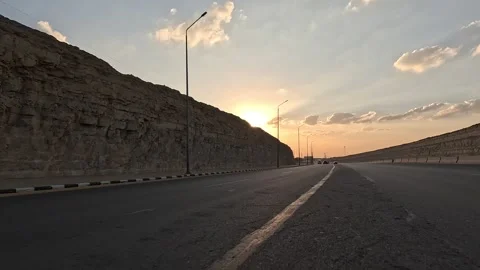 Vehicle Flow Through Cairo Ain Sokhna Desert Road Connecting Cairo With Coast Stock-Footage 330034021