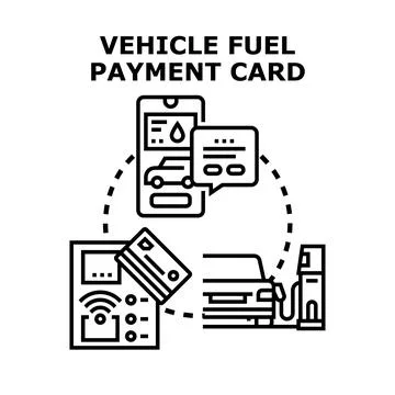 Vehicle fuel payment transaction using card and mobile application Stock Illustration