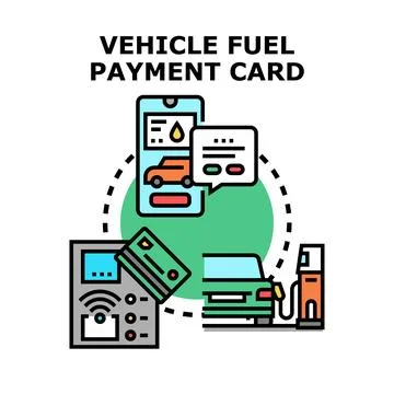 Vehicle fuel payment transaction using card and mobile application Stock Illustration