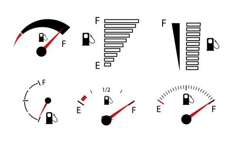 Vehicle fuel. Simple digital indicator of vehicle fuel. Full and empty icons of Stockillustratie